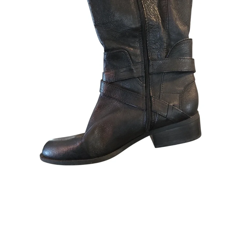 Nine West Black Leather Knee High Riding Boots Size‎ 10